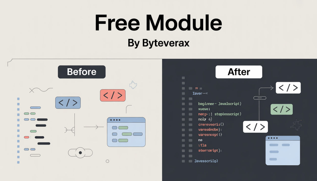 Comparison of code before and after using Byteverrax's Free Module on a light and dark background.