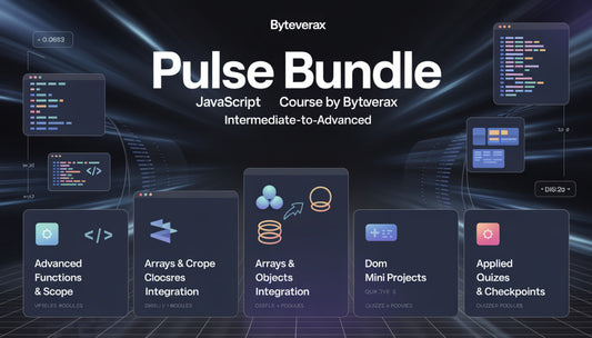 Byteverax Pulse Bundle courseware with various modules on a dark background