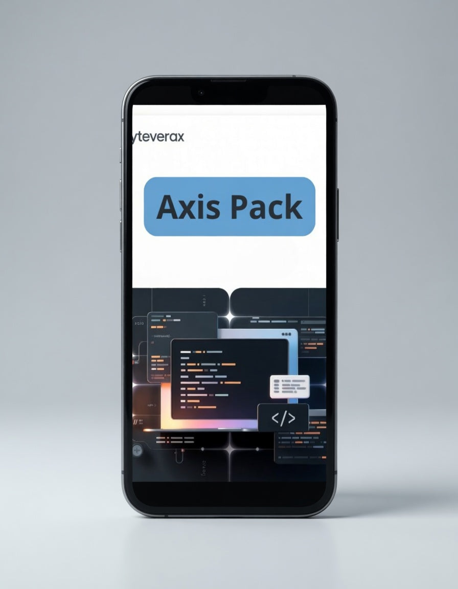 Phone displaying the Everax Axis Pack app on a gray background