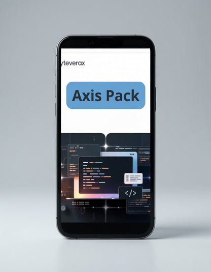 Phone displaying the Everax Axis Pack app on a gray background