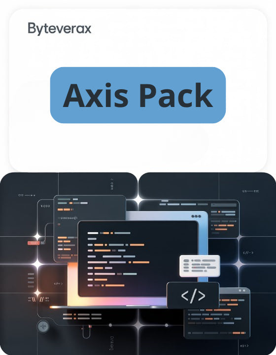 Byteverax Axis Pack with coding interface design on a dark background