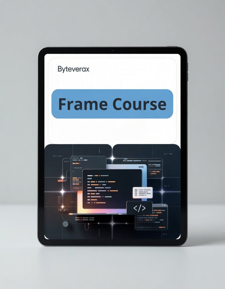 Tablet displaying Byteverax Frame Course on a gray background