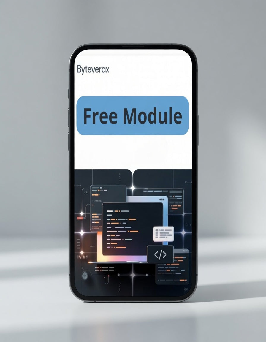 Phone displaying Byteverax Free Module on a gray background