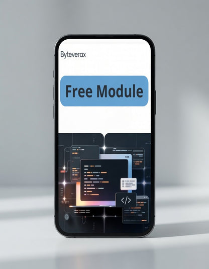 Phone displaying Byteverax Free Module on a gray background