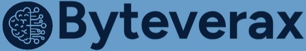 Byteverax logo on a blue background