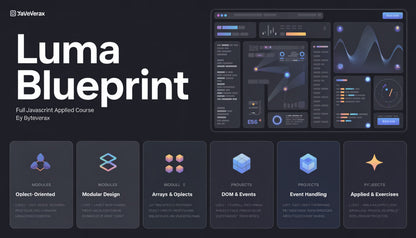 Luma Blueprint course by RiveRox with interface design elements on a dark background