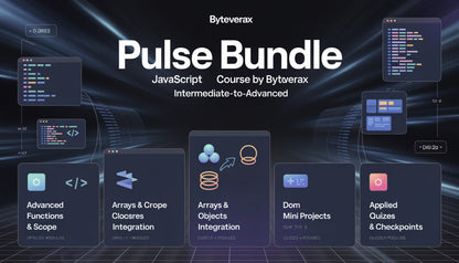 Byteverax Pulse Bundle courseware with various modules on a dark background