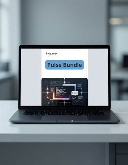 Laptop displaying Byteverax Pulse Bundle on a blurred office background