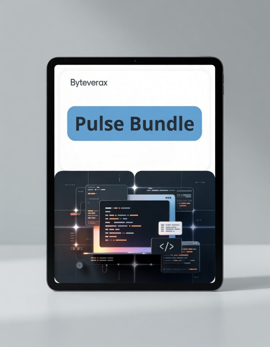 Tablet displaying Byteverax Pulse Bundle on a gray background