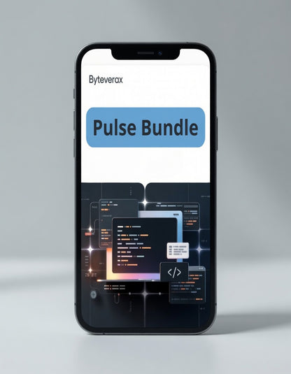 Smartphone displaying Byteverax Pulse Bundle on a gray background