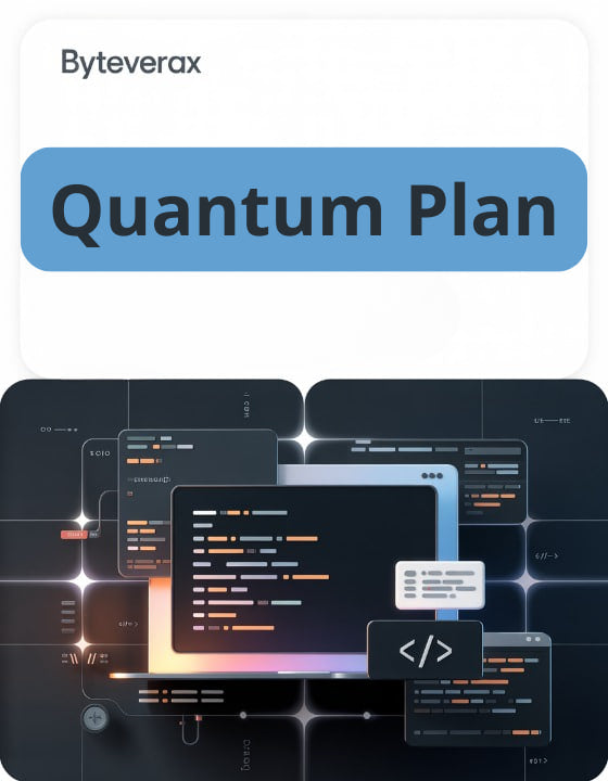 Byteverax Quantum Plan with digital interface design on a dark background
