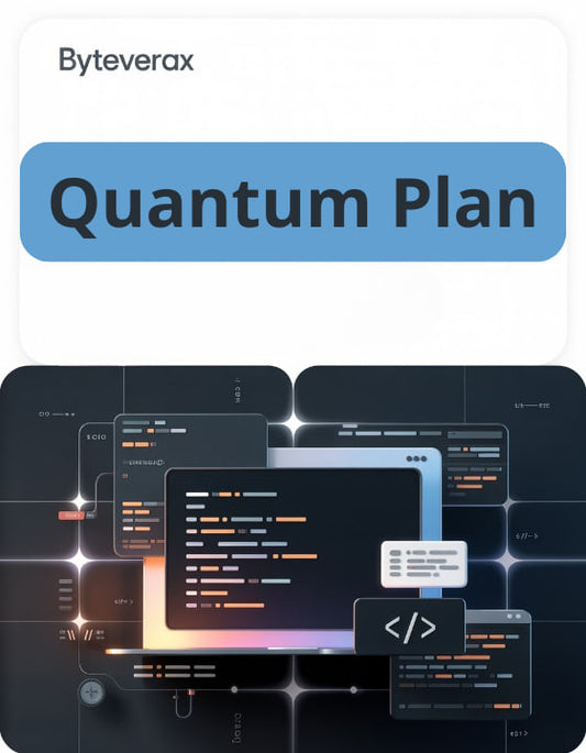 Byteverax Quantum Plan with digital interface design on a dark background