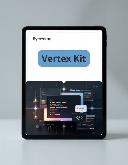 Tablet displaying Byteverax Vertex Kit software on a gray background