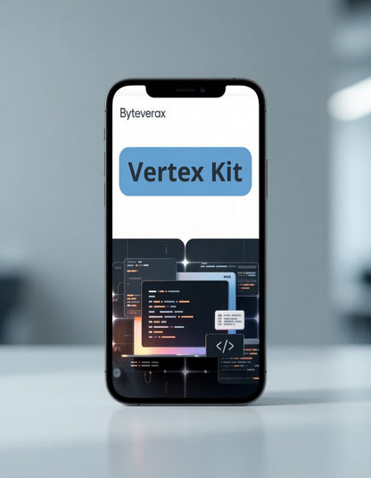 Smartphone displaying 'Byteverax Vertex Kit' on a blurred background